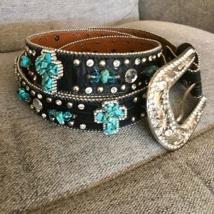 Women's Nocona studded Western Turquoise belt Sz XL